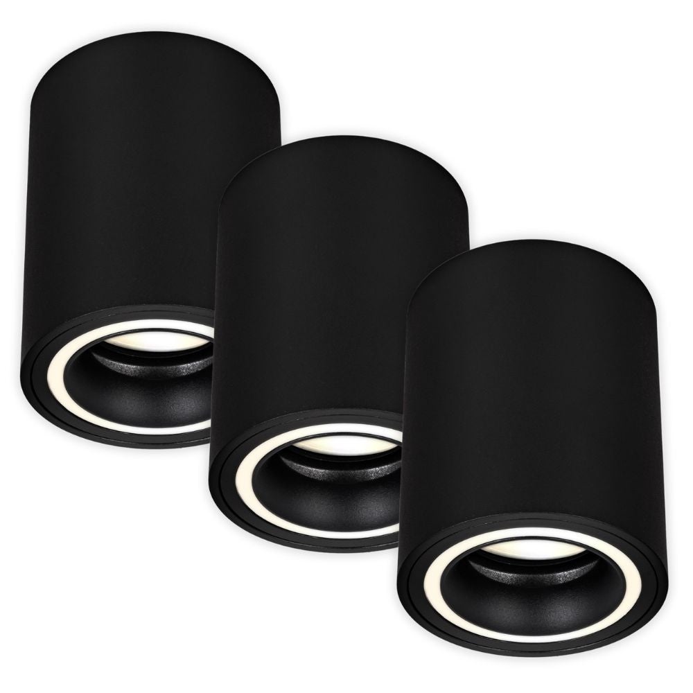 Ozdobny Reflektor natynkowy SPOT sufitowy ścienny Czarny 3x GU10 Oprawa Halogenowa TUBA 3 lampki LED 3 szt. - LEDHOFF