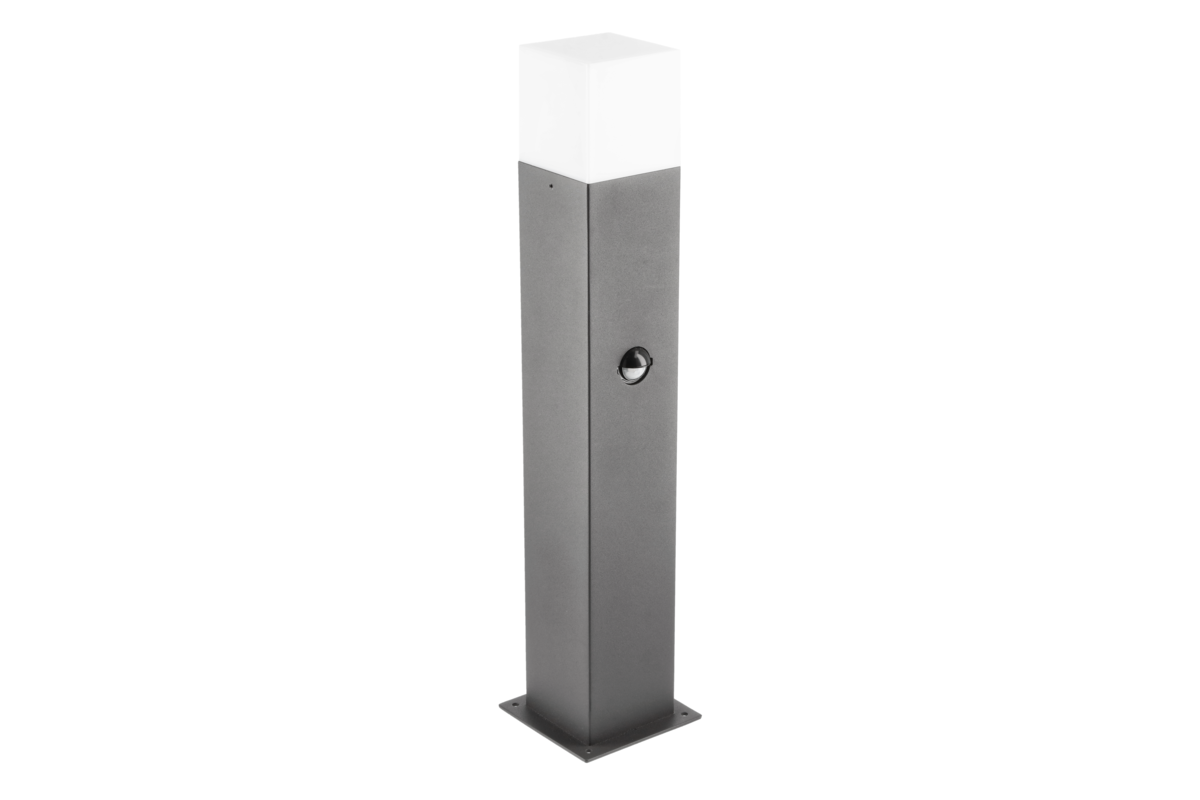 Oprawa ogrodowa LARGO-P PIR 50, E27, MAX.15W, AC220-240V, IP44, słupek, grafitowy - GTV LIGHTING