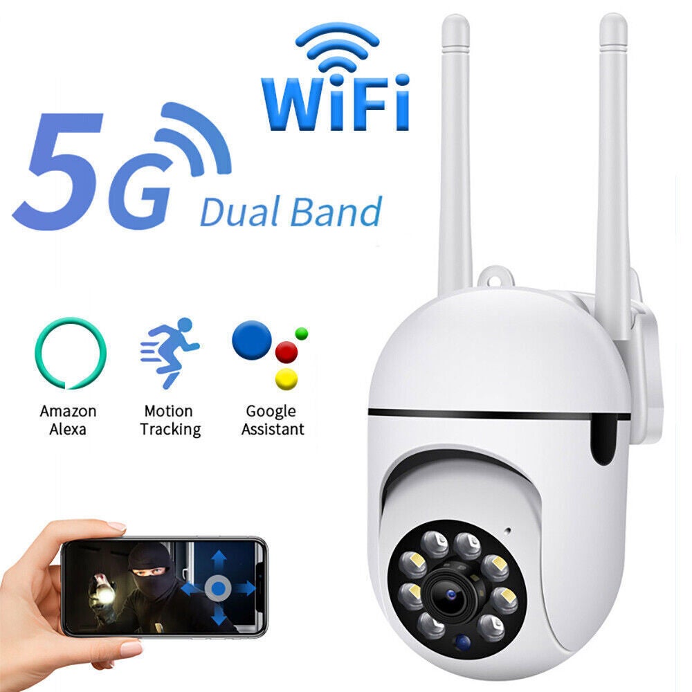 Zewnętrzna kamera monitorująca IP WiFi 2.4 + 5G HD 1080P Zoom x4 Śledzenie Człowieka Kolorowa Wizja Nocna z kartą TF 64G