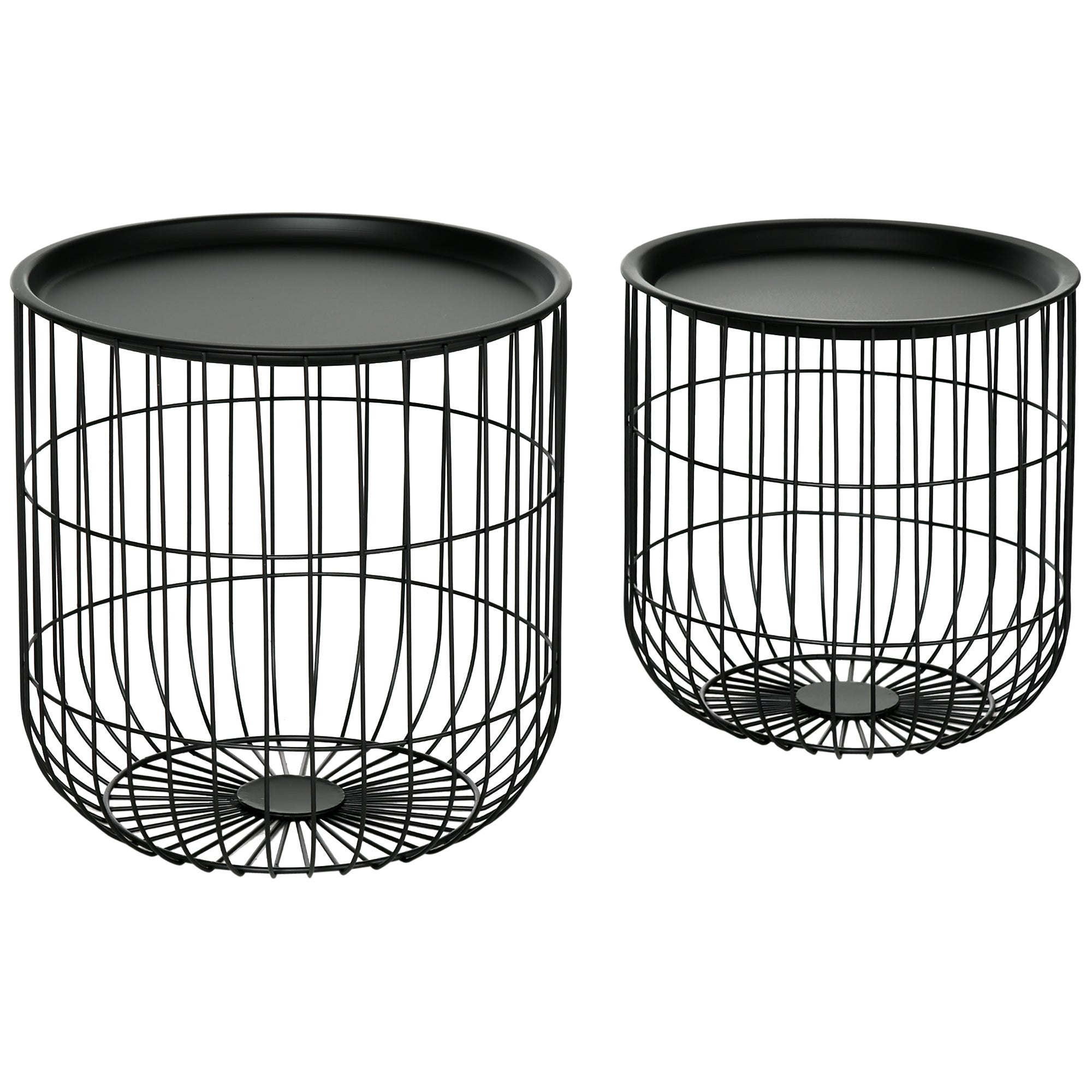 2-element zestaw z boczny stoły w Scandinavian konstrukcja, z przechowywanie przestrzeń, stackable, czarny