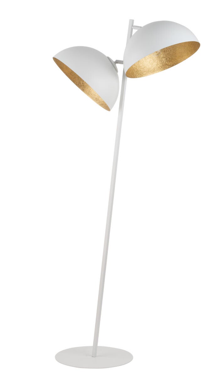 Lampa podłogowa pochylona biała dwie biało-złote kopuły 2xE27 15W Sfera Sigma Lighting