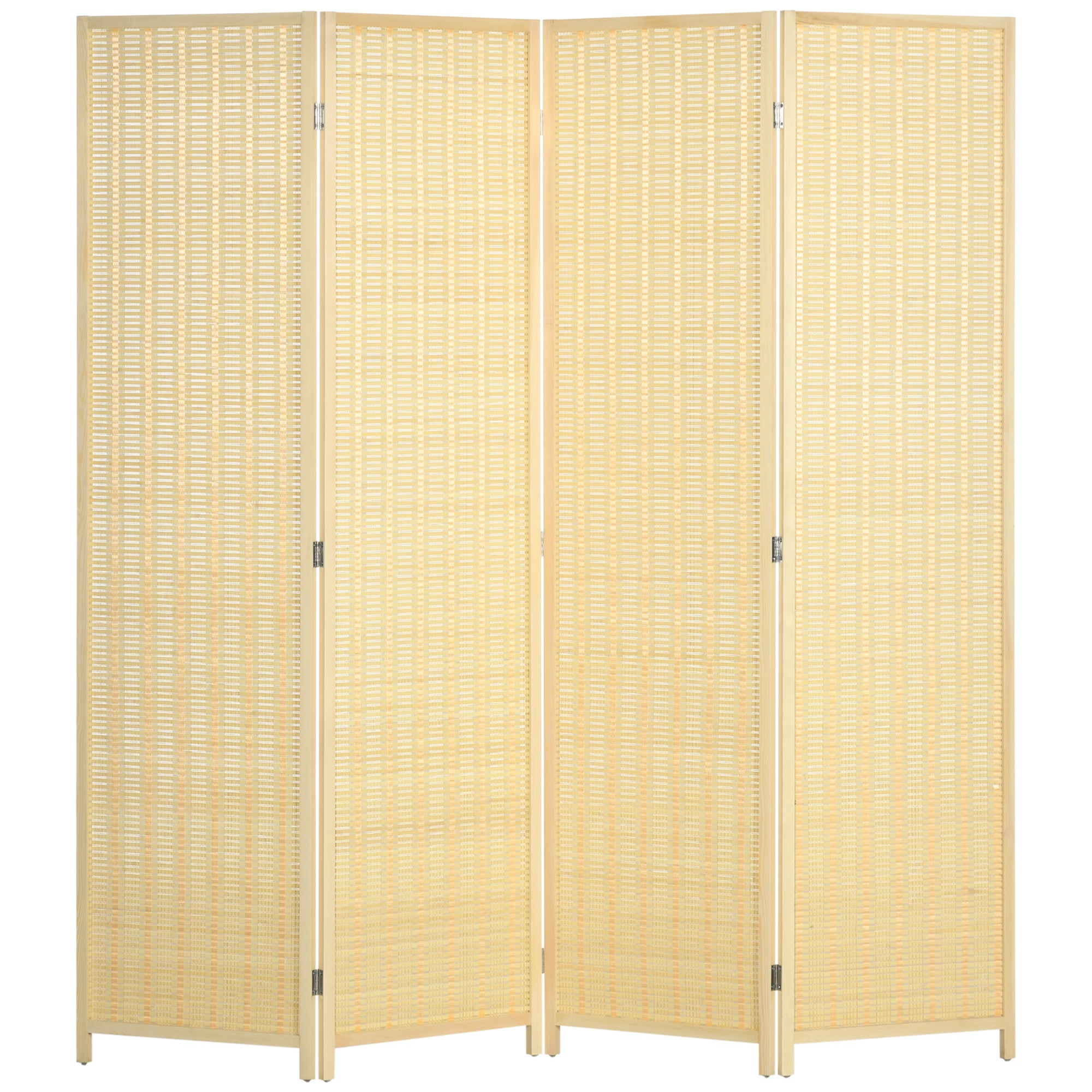Parawan 4-częściowy 180 x 180 cm parawan wykonany z bambusa, składana przesłona przegrodowa do salonu naturalny, składany parawan do wnętrz