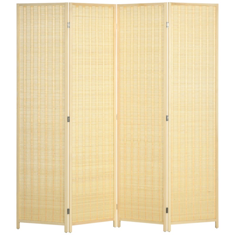 Parawan 4-częściowy 180 x 180 cm parawan wykonany z bambusa, składana przesłona przegrodowa do salonu naturalny, składany parawan do wnętrz
