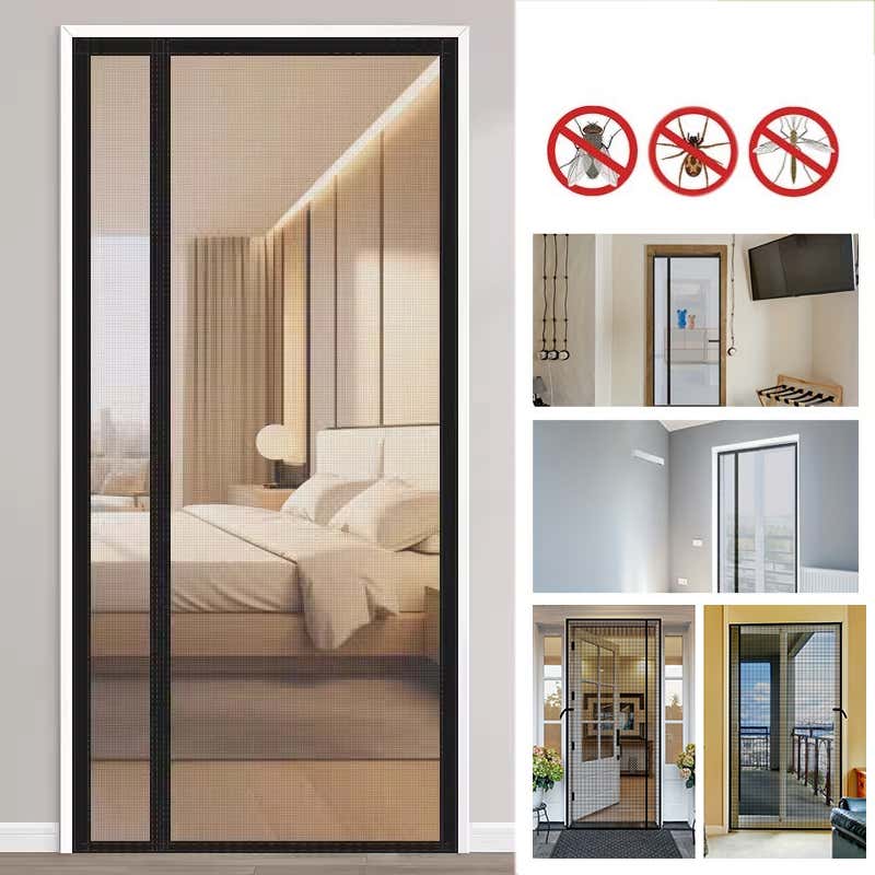 Moskitiera z magnetycznym otwieraniem bocznym, samouszczelniająca, obsługiwana bez użycia rąk, chroniąca przed owadami, czarna, 120 x 200 cm