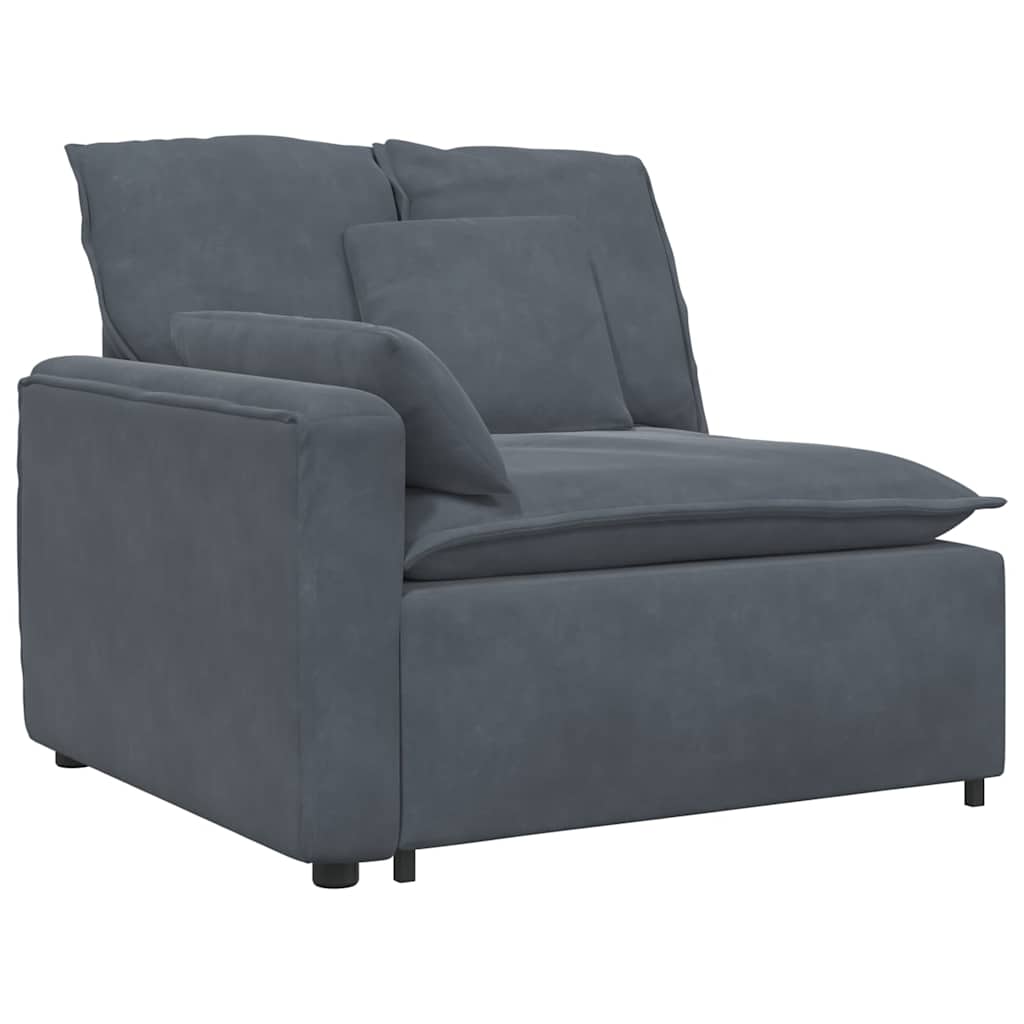 Sofa modułowa z poduszkami aksamitna ciemnoszara