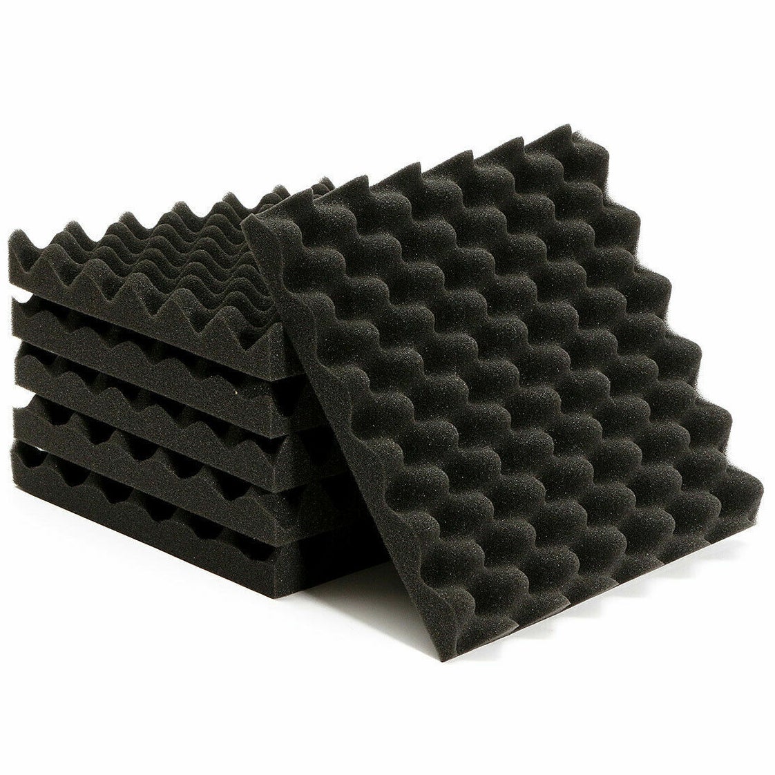 Pakiet 12 paneli akustycznych, panele z pianki akustycznej 30 x 30 x 2 cm, wypełnienie dźwiękochłonne wysokiej gęstości odporne na ogień, czarne