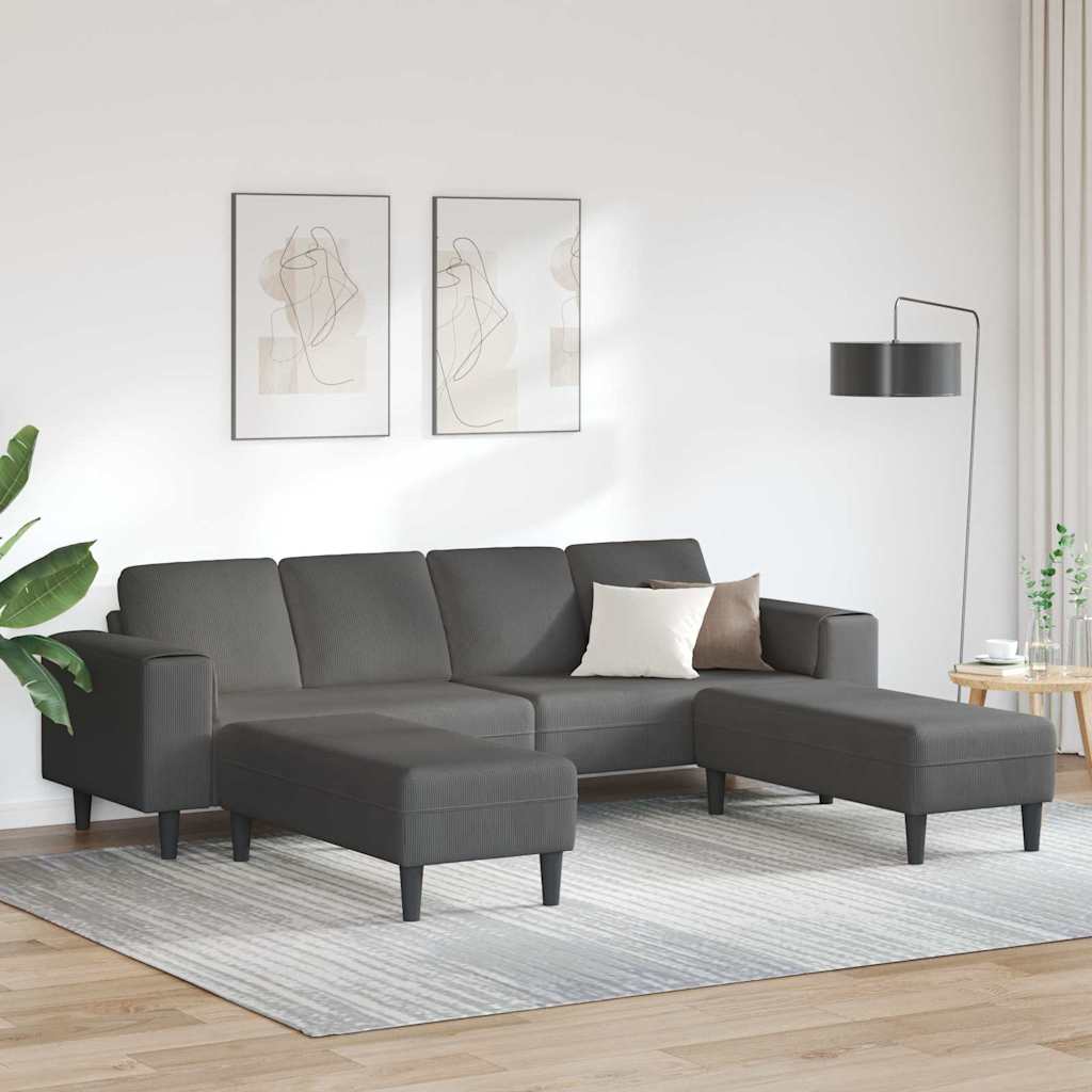 Sofa Ciemnoszary 250 x 188 x 76 cm Tkanina sztruksowa vidaXL