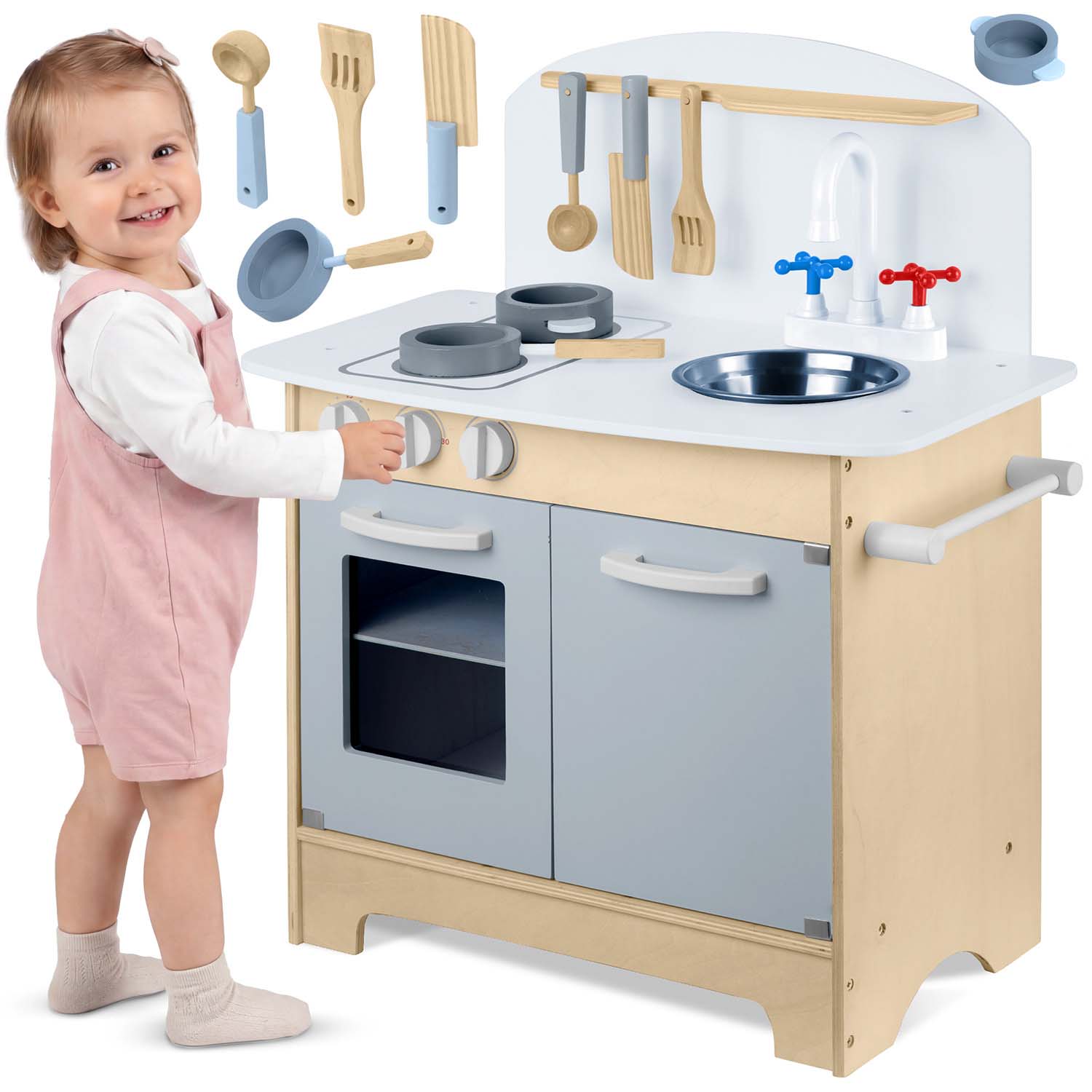 Kuchnia drewniana dla dzieci Ricokids RK-852 zestaw kuchenka duża + akcesoria 785200