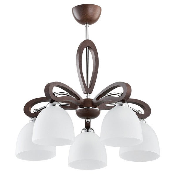 Lampa wisząca GRACJA ciemne drewno-biała 5 x E27 x 60W wym: 51 x 48 x 48 cm Alfa