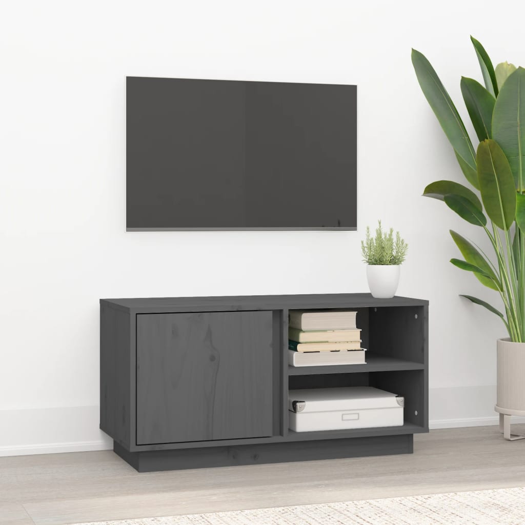 Szafka pod telewizor, szara, 80x35x40,5 cm, lite drewno sosnowe vidaXL