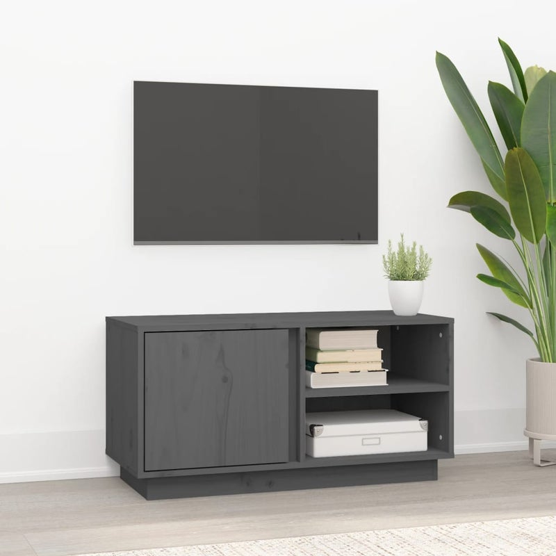 Szafka pod telewizor, szara, 80x35x40,5 cm, lite drewno sosnowe vidaXL