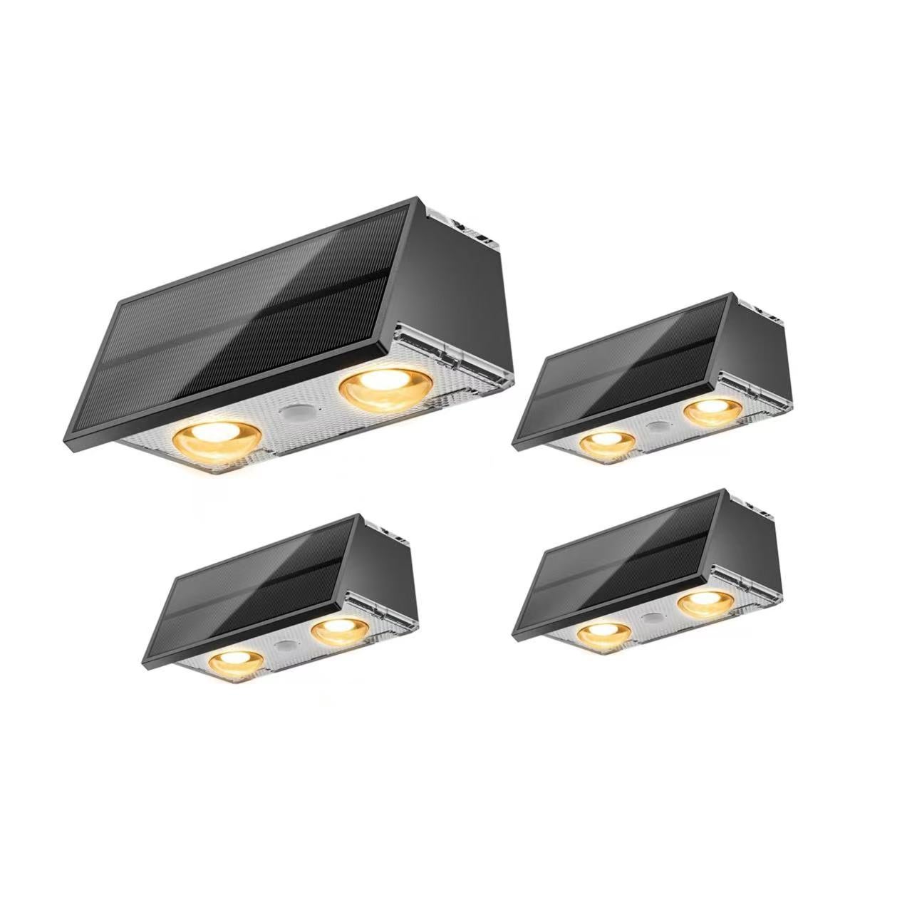Zestaw 4 wodoodpornych solarnych lamp LED, kinkietów ściennych RGB góra/dół, oświetlenie elewacyjne, oświetlenie nocne do ogrodów i basenów