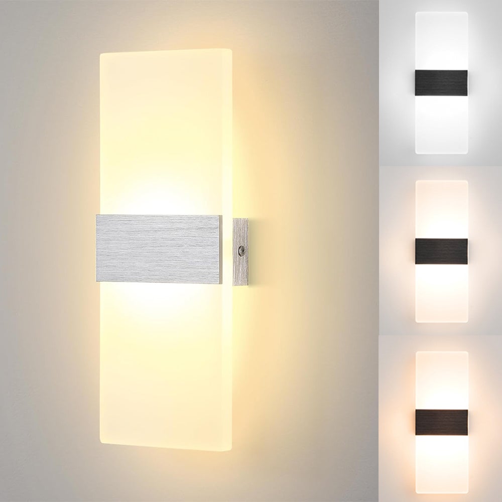 Lampa LED ścienna 6W 220V wewnętrzna, kinkiet, lampa korytarzowa, oświetlenie ścienne do sypialni, korytarza, trzy kolory światła