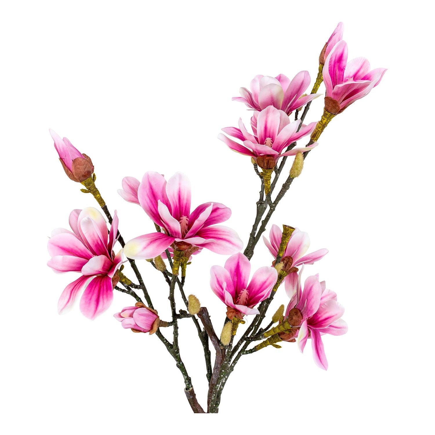 Magnoliatræ Sztuczna roślina H74 cm zielona, różowa.