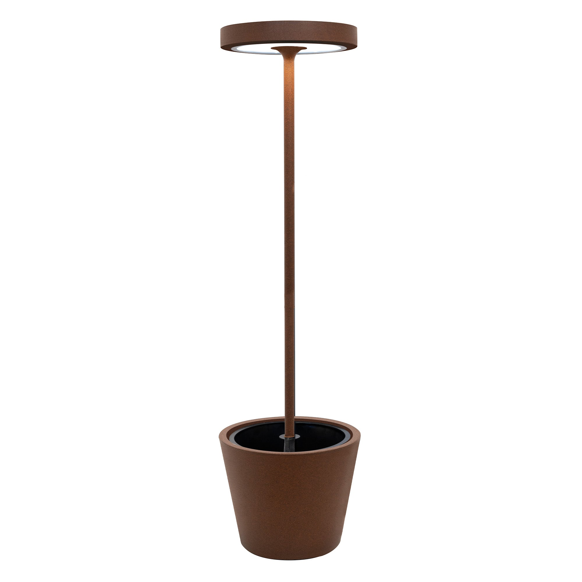 Poldina Reverso Solar L Corten lampa podłogowa LED 11,7 W, solarna i ładowalna, do wnętrz i na zewnątrz, nowoczesny design, wys 156 cm