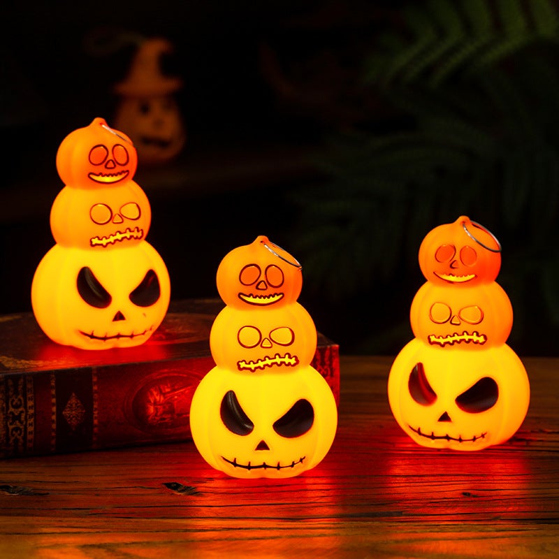 Trzyczęściowe lampiony z dyni na Halloween, ozdoby z ułożonych dyń, zawieszki dekoracyjne, akcesoria imprezowe