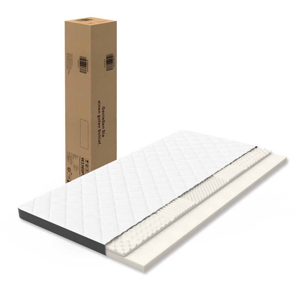 Wygodny materac H3, średnia twardość, certyfikat Oeko-Tex, grubość 7 cm, 90x200 cm, pianka 7-strefowa, wyprodukowany w Chinach