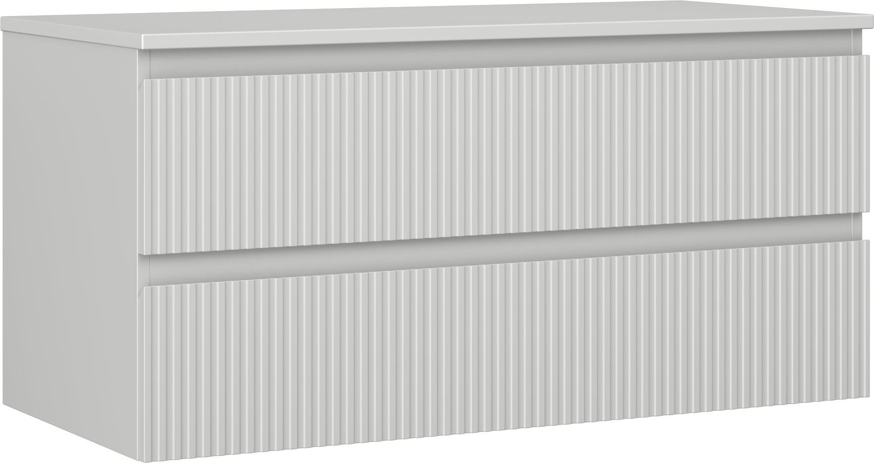 Mexen Rivel szafka łazienkowa podumywalkowa 100 cm z blatem, 2 szuflady, ryflowana , szara mat - 91A20-10047-2-BFFC62