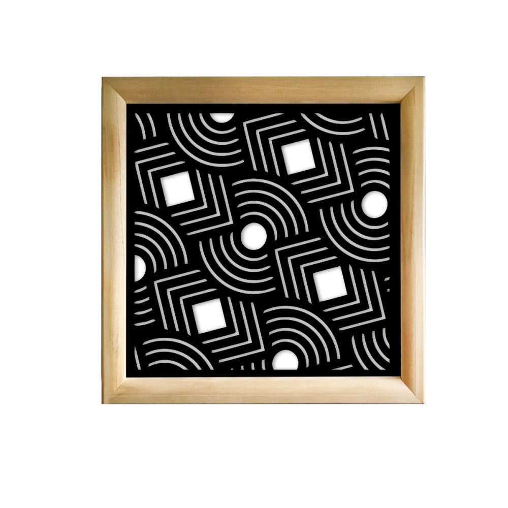 AIM - Kwadratowe moduły dekoracyjne z drewna i PVC - Rozmiar 98x98 cm - Grubość 64 mm - Kolor wewnętrzny CZARNY