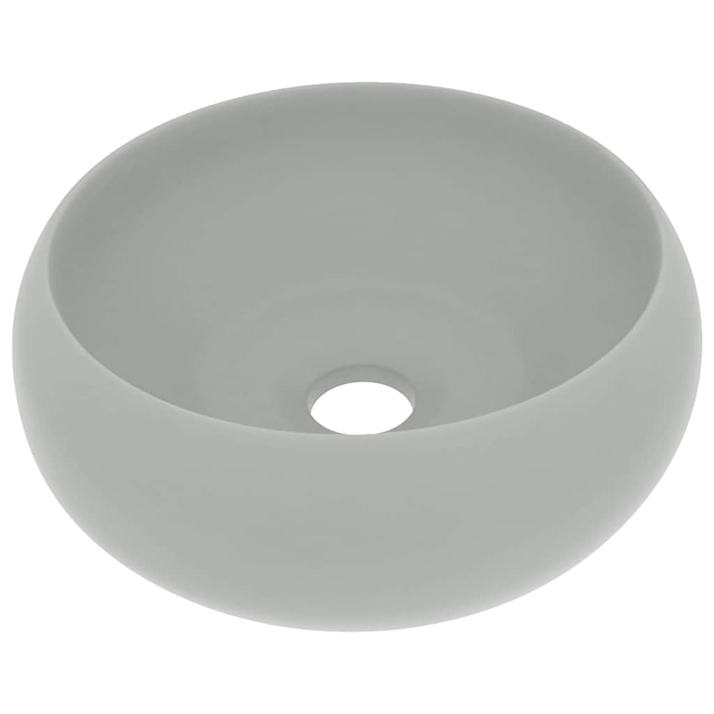 Umywalka Nablatowa Ceramiczna Okrągła Szara do Łazienki 40 cm