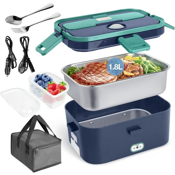 Livhil Elektryczny podgrzewacz do pudełek na lunch, przenośny podgrzewacz do żywności, podgrzewany lunchbox dla dorosłych, 60 W, 1,8 l, 12 V-24 V, 110