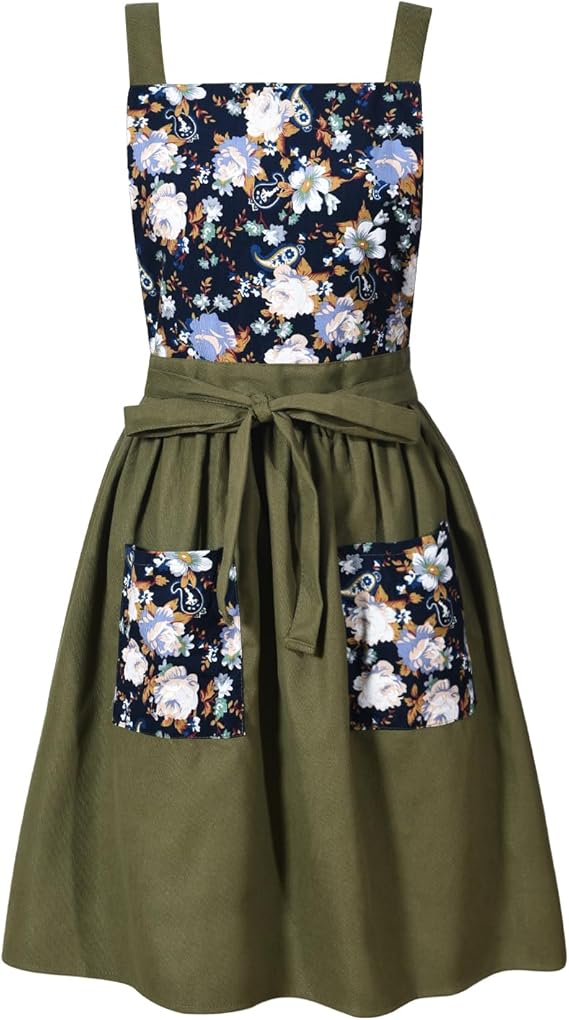 Sukienka retro typu pinafore dla kobiet (z kieszeniami)