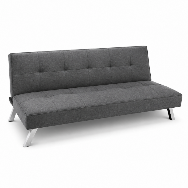 Sofa, kanapa 3 osobowa FLEX z funkcją spania, chromowane nogi, grafit melanż SOF04GRAF