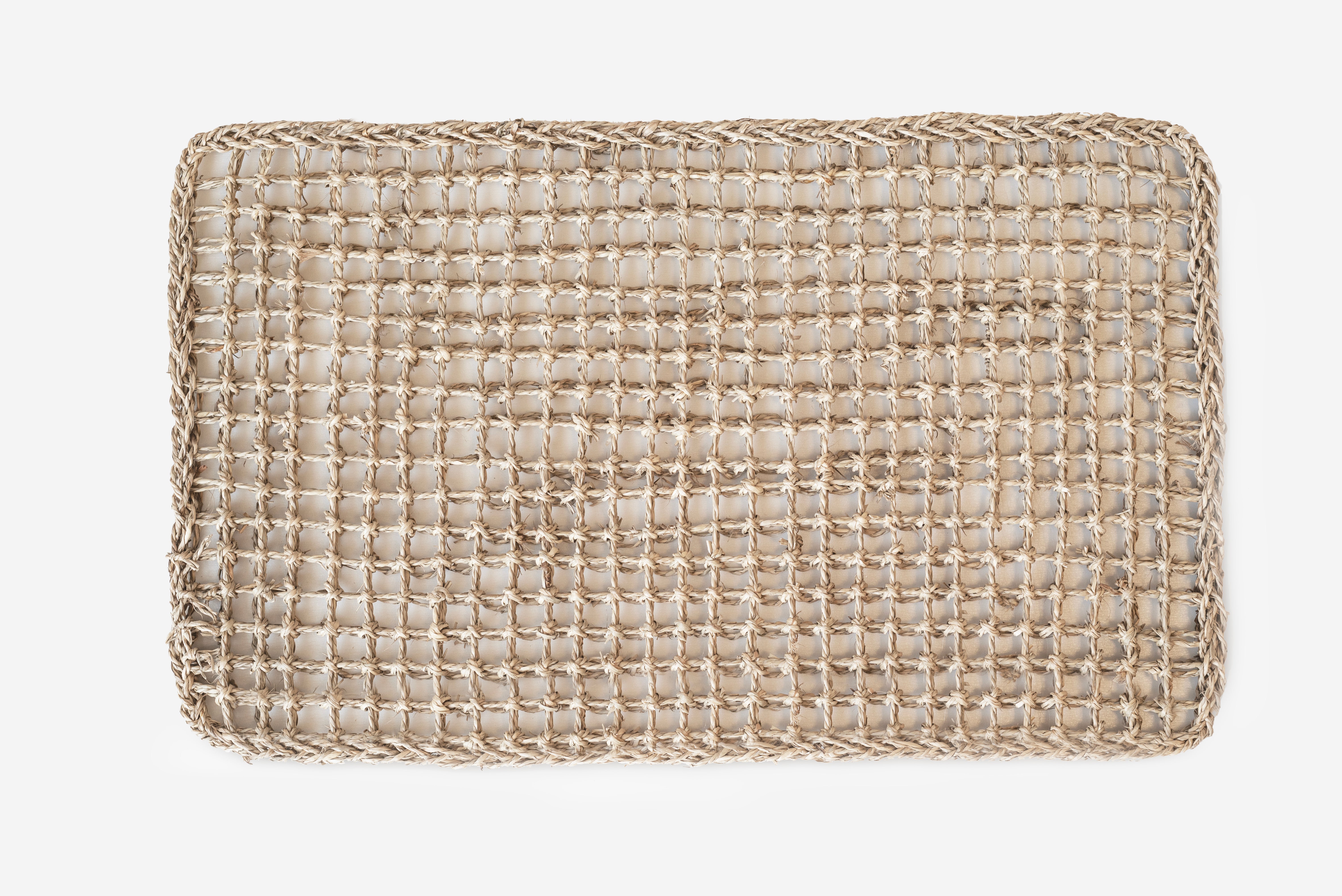 Wycieraczka z naturalnych włókien 60x35 cm | Wzór pleciony, ręcznie wykonana, dekoracyjna