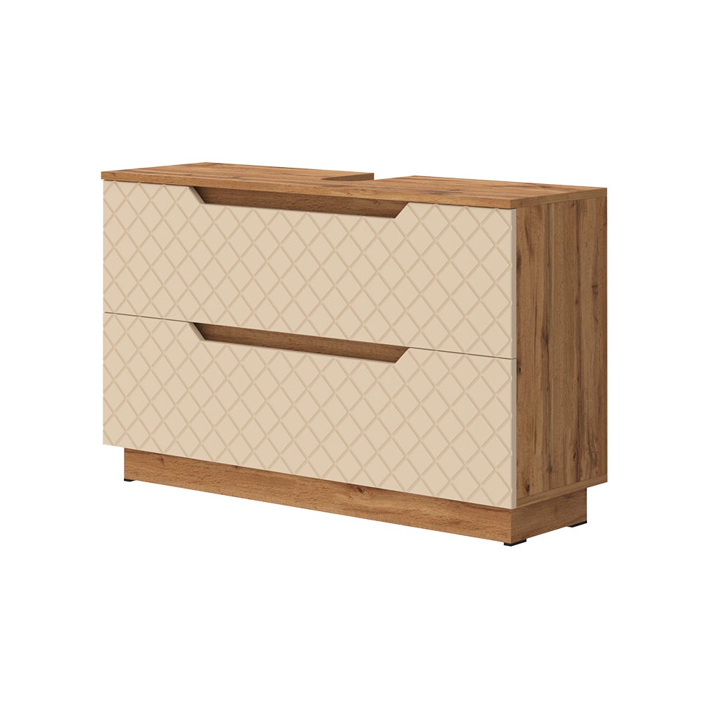 Vicco Szafka na wannę Lotta, Dąb/kaszmir ze strukturą płytek, 99.4 x 62.5 cm z 2 szufladami