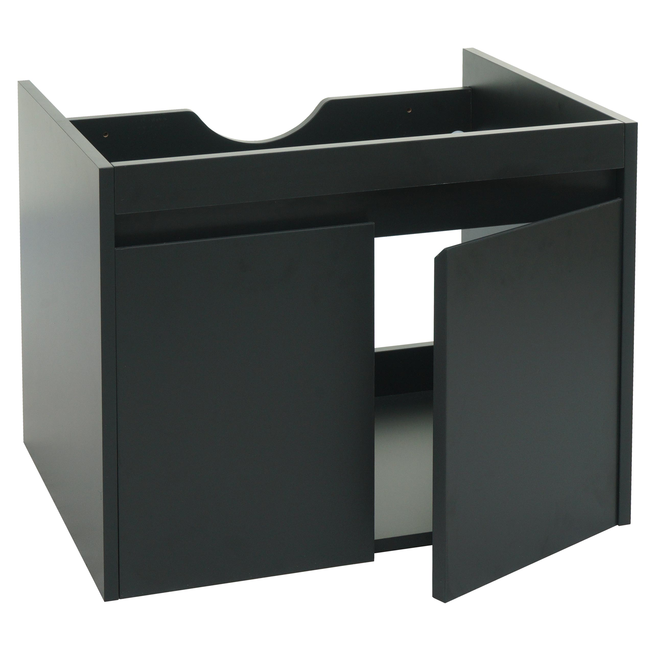 Szafka pod umywalkę HWC-L86, szafka łazienkowa pod umywalkę, MVG melamina 2 drzwi 48x59x46cm ~ czarna