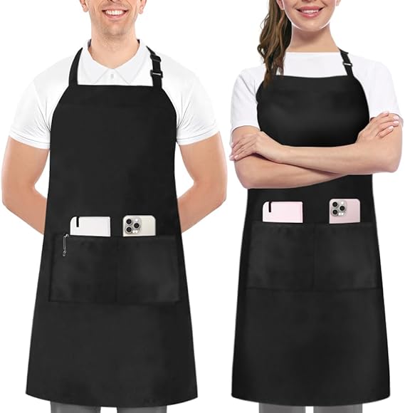 Fartuchy (zestaw 2 szt.) z dwiema kieszeniami, fartuchy kuchenne unisex dla kucharzy