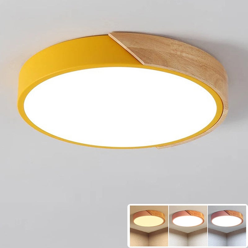 Lampa Sufitowa LED 40CM, Metalowa Lampa Sufitowa, Nowoczesna Lampa Sufitowa 36W, Żółte Światła Dekoracyjne, 3 Temperatury Barwowe (3000K~6000K)