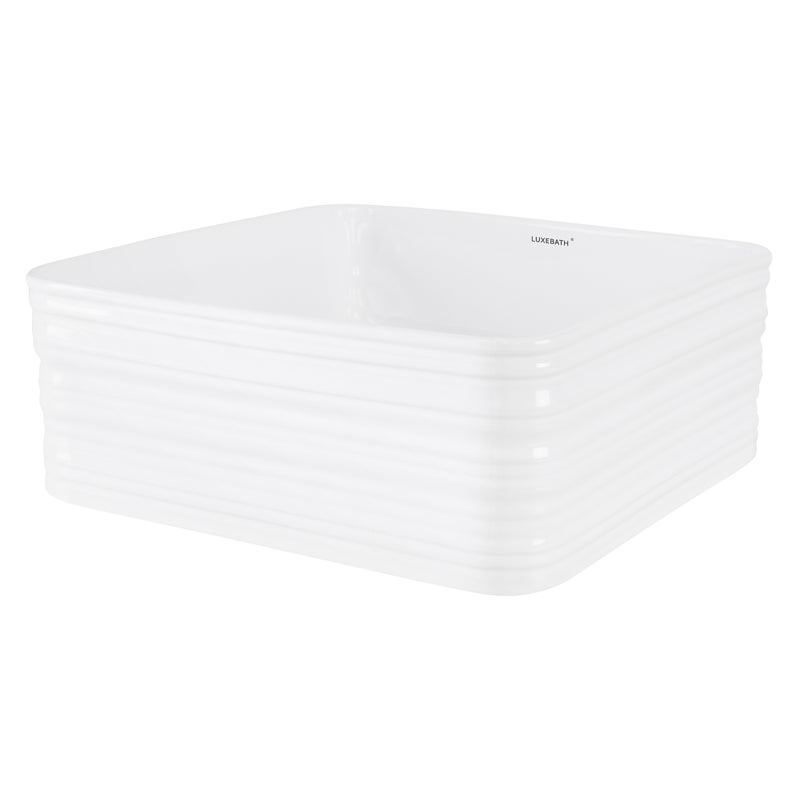 ML-Design Ceramiczna umywalka w kolorze bialym blyszczacym 39 x 39 x 15 cm Kwadratowa, nowoczesna umywalka nablatowa, umywalka nablatowa Design