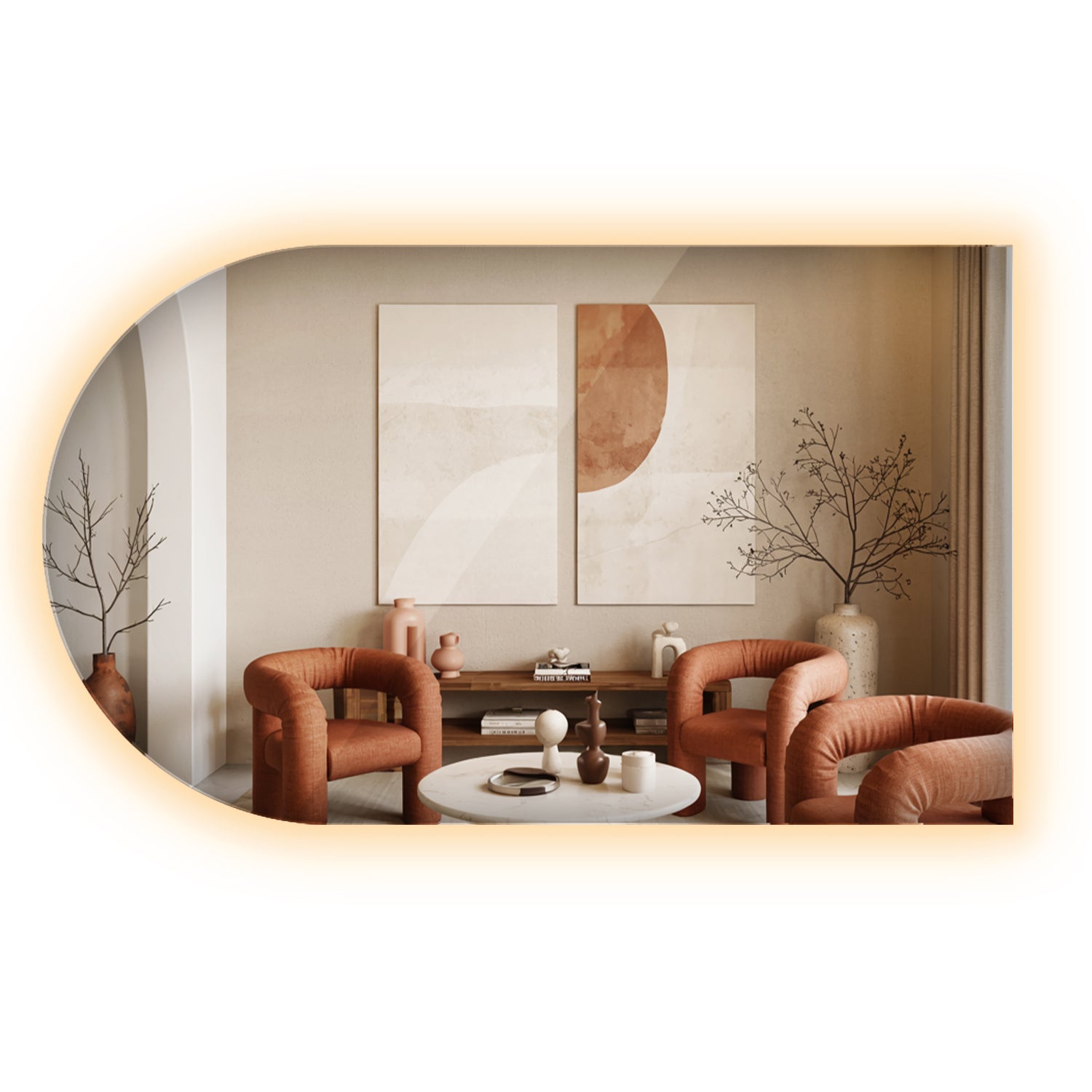 Lustro owalne ścięte LED ciepłe 40×70 cm nowoczesne lustro ścienne do łazienki – ArtPrintCave