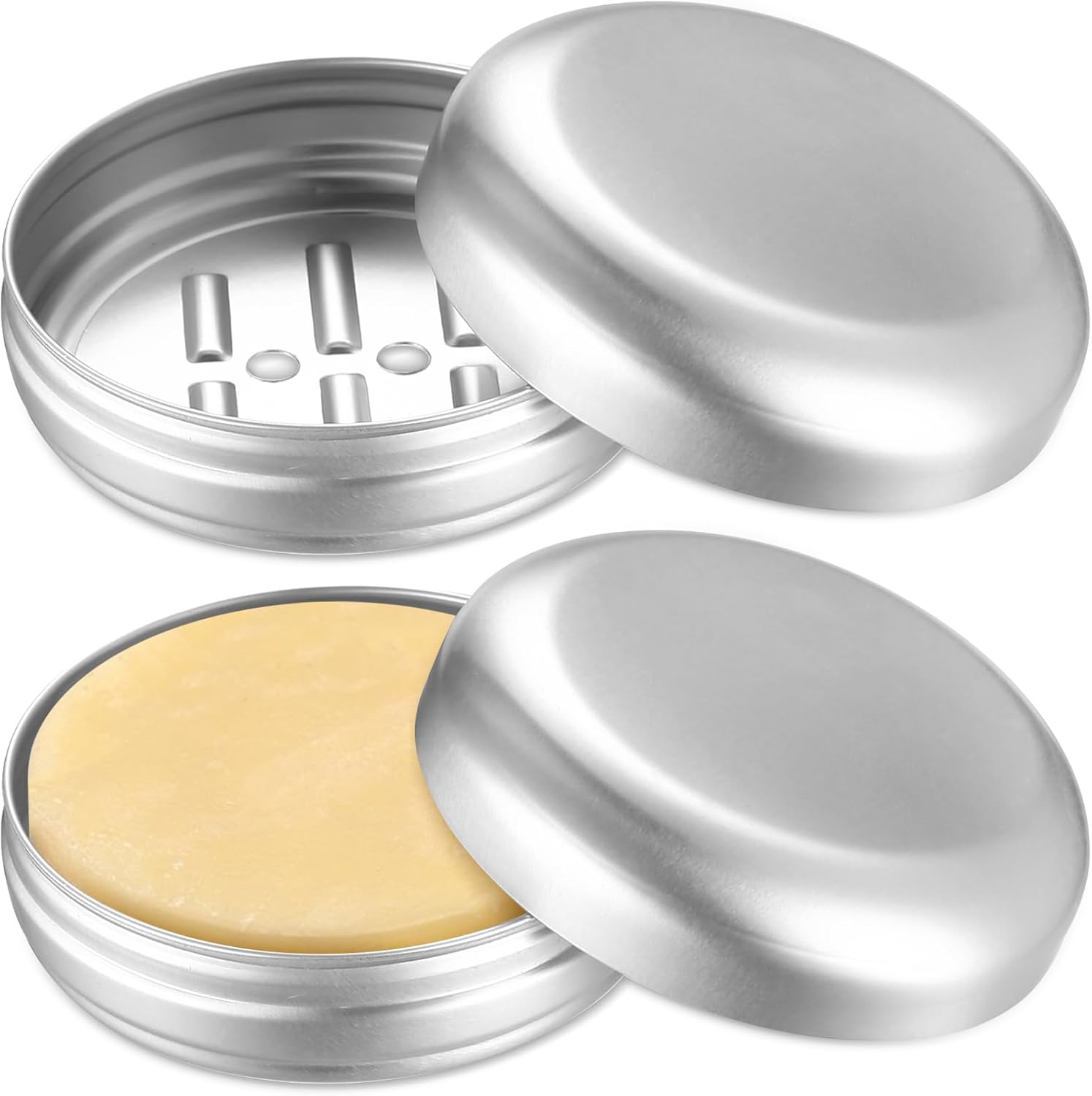 2-częściowe mydelniczki podróżne, 100 ml aluminiowe mydelniczki, pojemniki na mydło, solidne metalowe mydelniczki szczelne z odpływem i pokrywką
