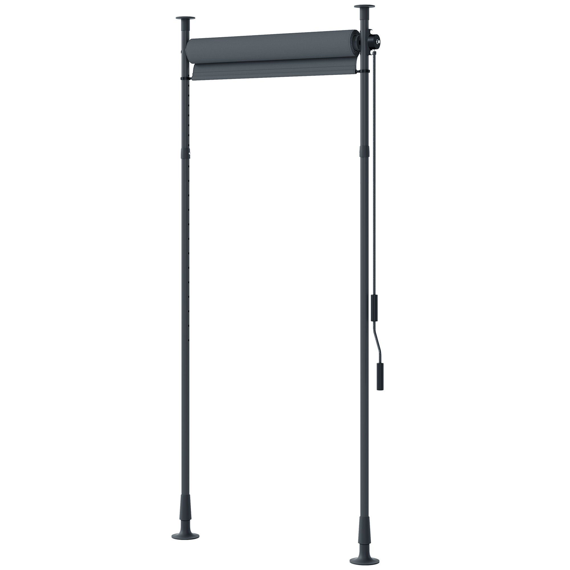 Markiza wolnostojąca, regulowana długość, montaż bez wiercenia, rama aluminiowa, 1,2 x 2,2-3,1 m, ciemnoszary
