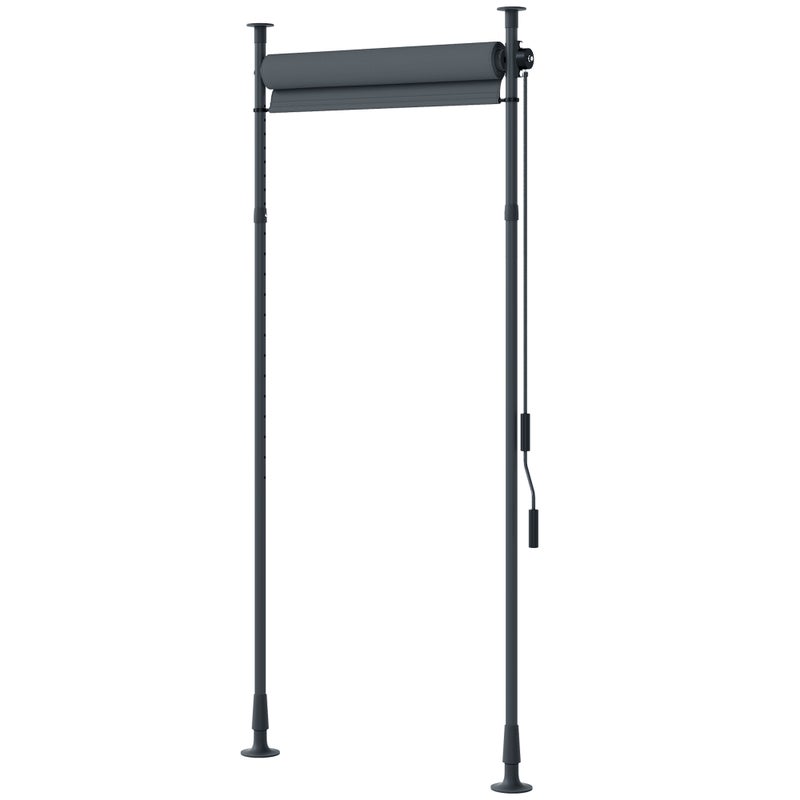 Markiza wolnostojąca, regulowana długość, montaż bez wiercenia, rama aluminiowa, 1,2 x 2,2-3,1 m, ciemnoszary