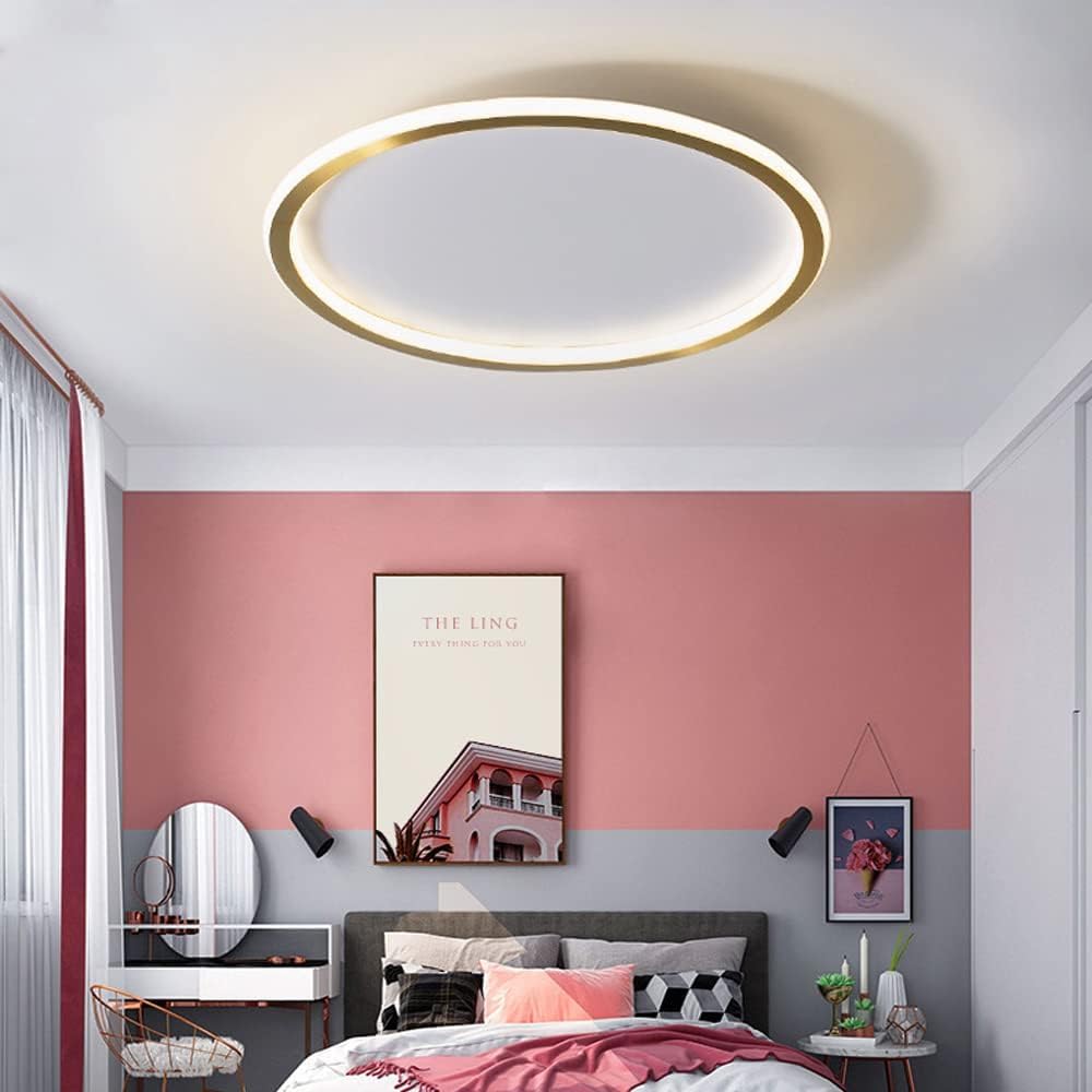 Okrągła lampa sufitowa LED 24W – Złota – Neutralne światło – Średnica 20 cm – Nadaje się do oświetlenia wnętrz, takich jak salony, sypialnie itp.