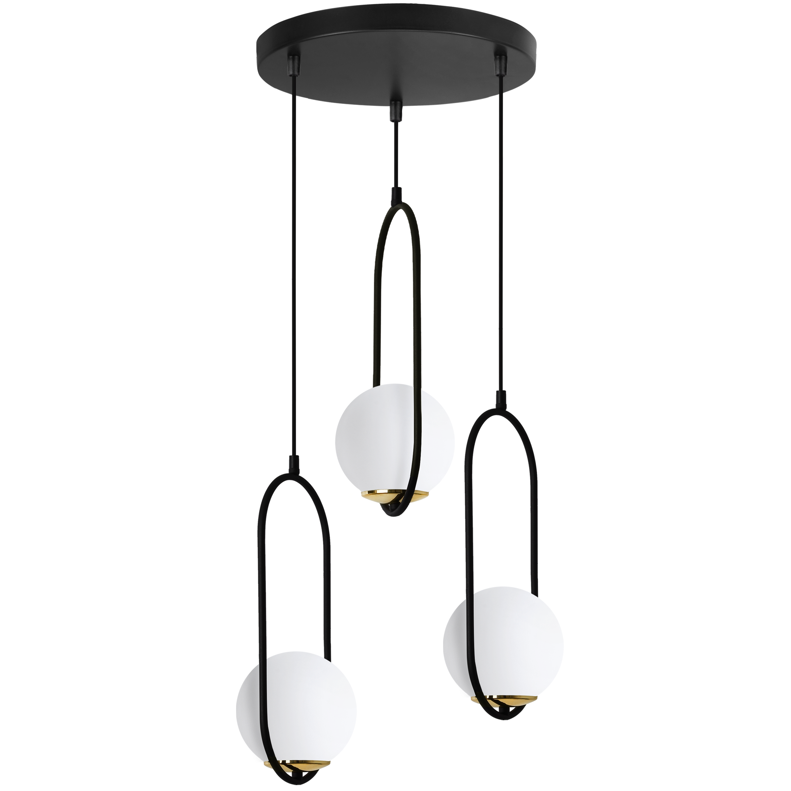 Lampa sufitowa wisząca okrągła Light Home LH Luna 3x E14 biały/czarny/złoty