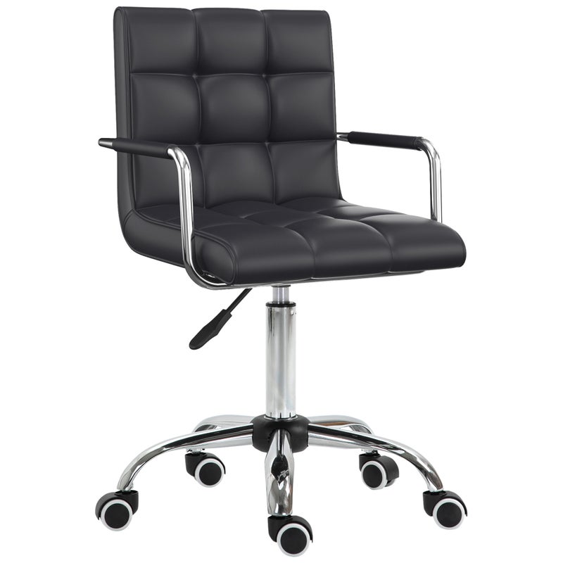 Fotel biurowy w stylu retro, regulowany na wysokość, 5 kółek, 52,5 cm x 54 cm x 99 cm, czarny