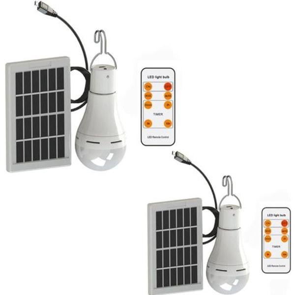 Zestaw 2 lamp solarnych LED 9 W, przenośnych lamp solarnych