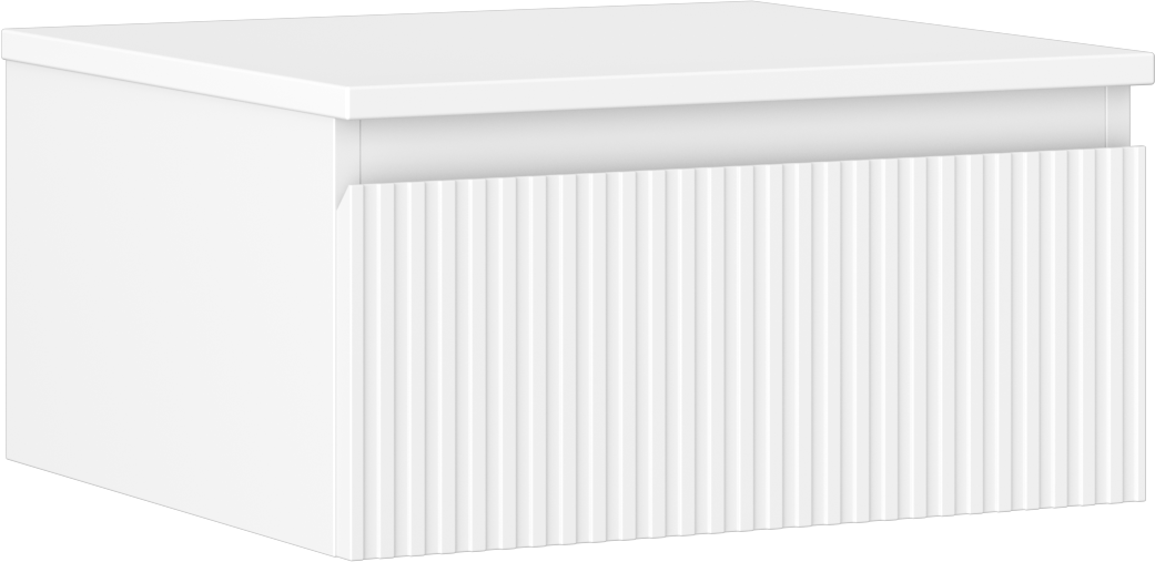 Mexen Rivel szafka łazienkowa podumywalkowa 50 cm z blatem, 1 szuflada, ryflowana , biała mat - 91A20-05023-1-BFC01