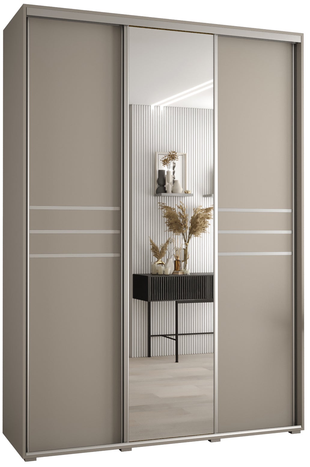 Szafa przesuwna z lustrem wysoka Dakota 11 180 x 60 x 235,2 cm kaszmir + u. Srebrny - Abiks Meble