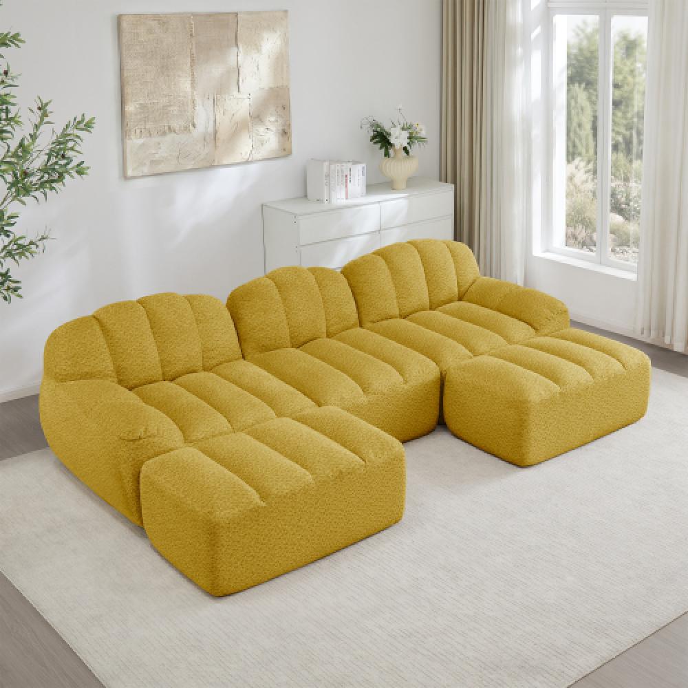 Modułowa sofa 3-osobowa w stylu muszli, głębokie poduszki, do salonu i mieszkania, nie wymaga montażu
