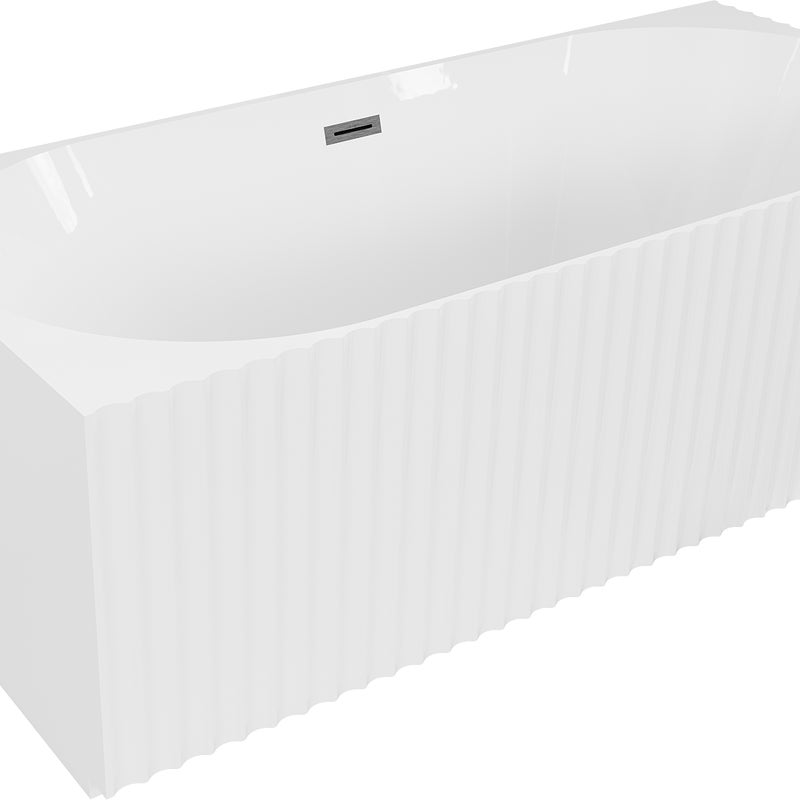 Mexen Gia wanna wolnostojąca narożna ryflowana lewa 170 x 80 cm, biała połysk, przelew gun gray szczotkowany - 52701708000L-66