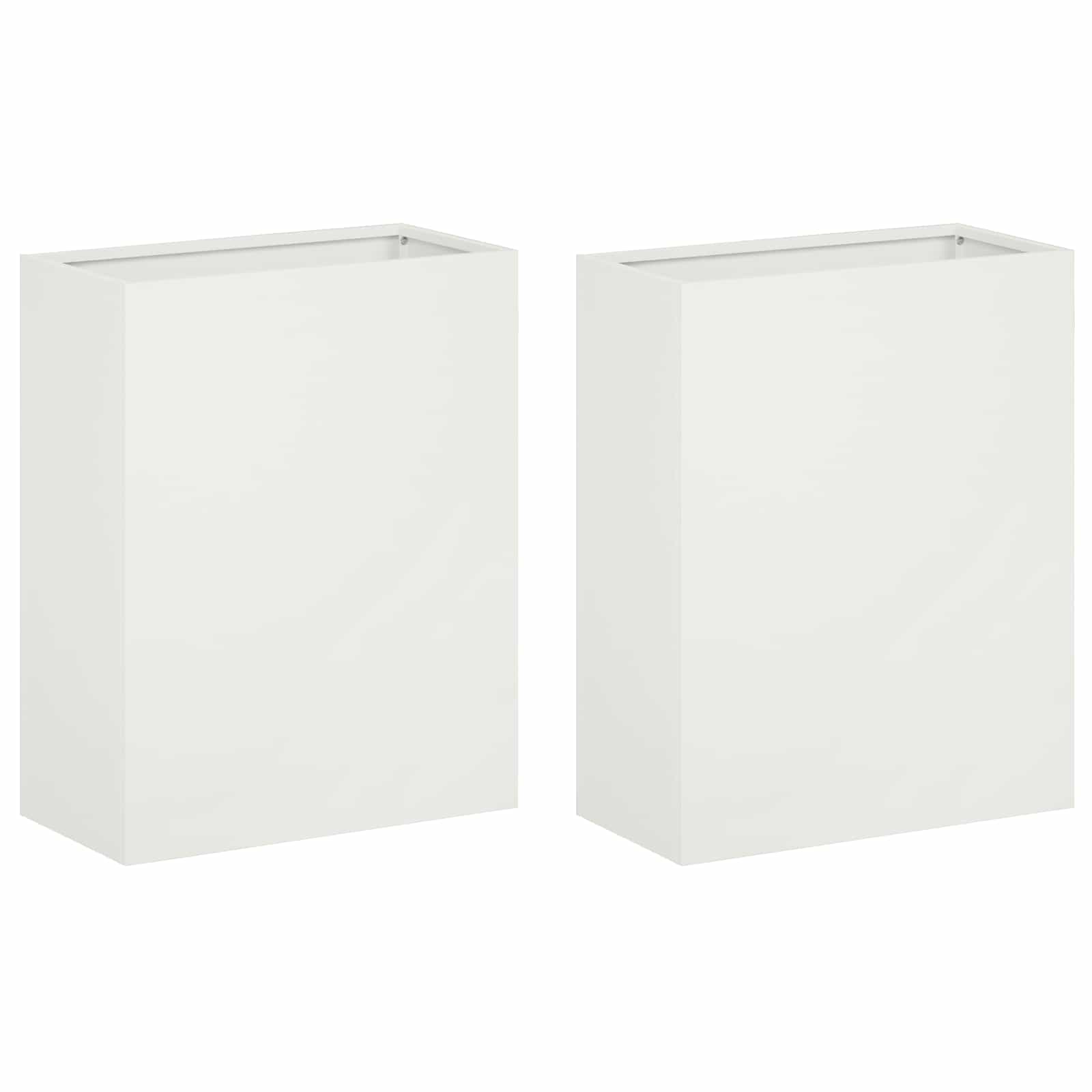 2x Donica Ogrodowa Stalowa 40x20x40 cm Biała na Taras na Balkon na Kwiaty
