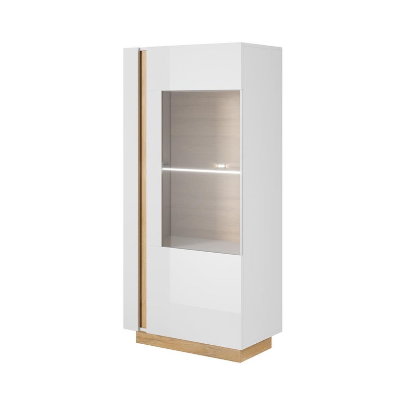 ALTO - Witryna niska 72 / Biały połysk + LED Clip 1pkt – Stylowa witryna z oświetleniem
