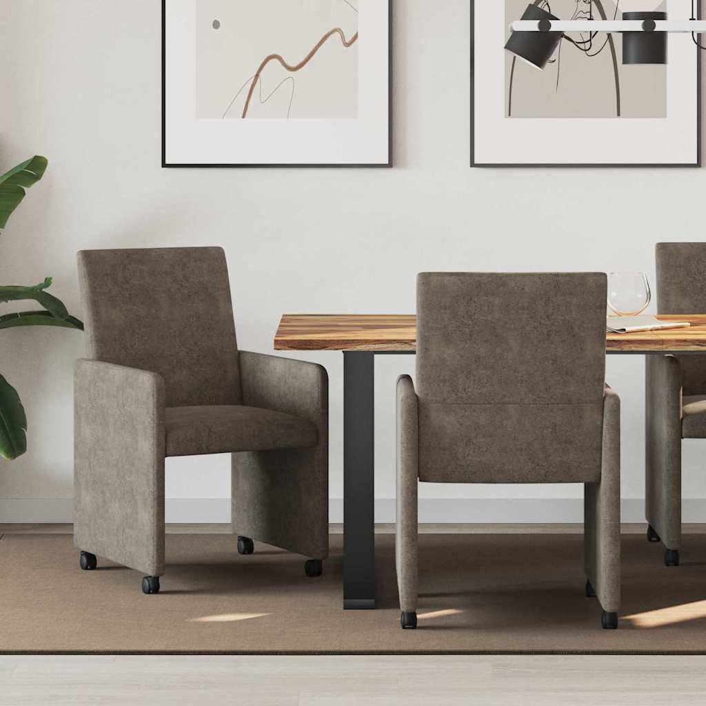 Krzesełka jadalne na kółkach 2 pcs ciemno szary 57 x 66 x 94 cm vidaXL