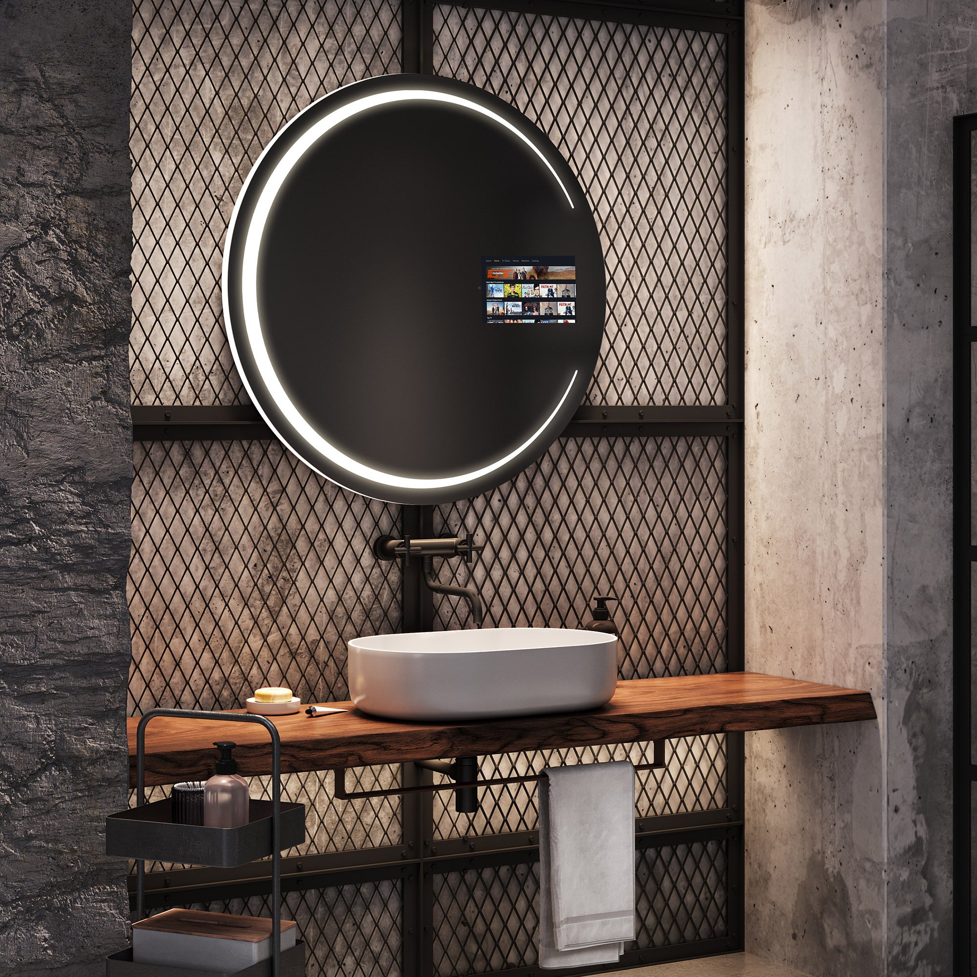 Okrągłe lustro łazienkowe SMART (115x115 cm) z podświetleniem LED (L156) z przełącznikiem dotykowym