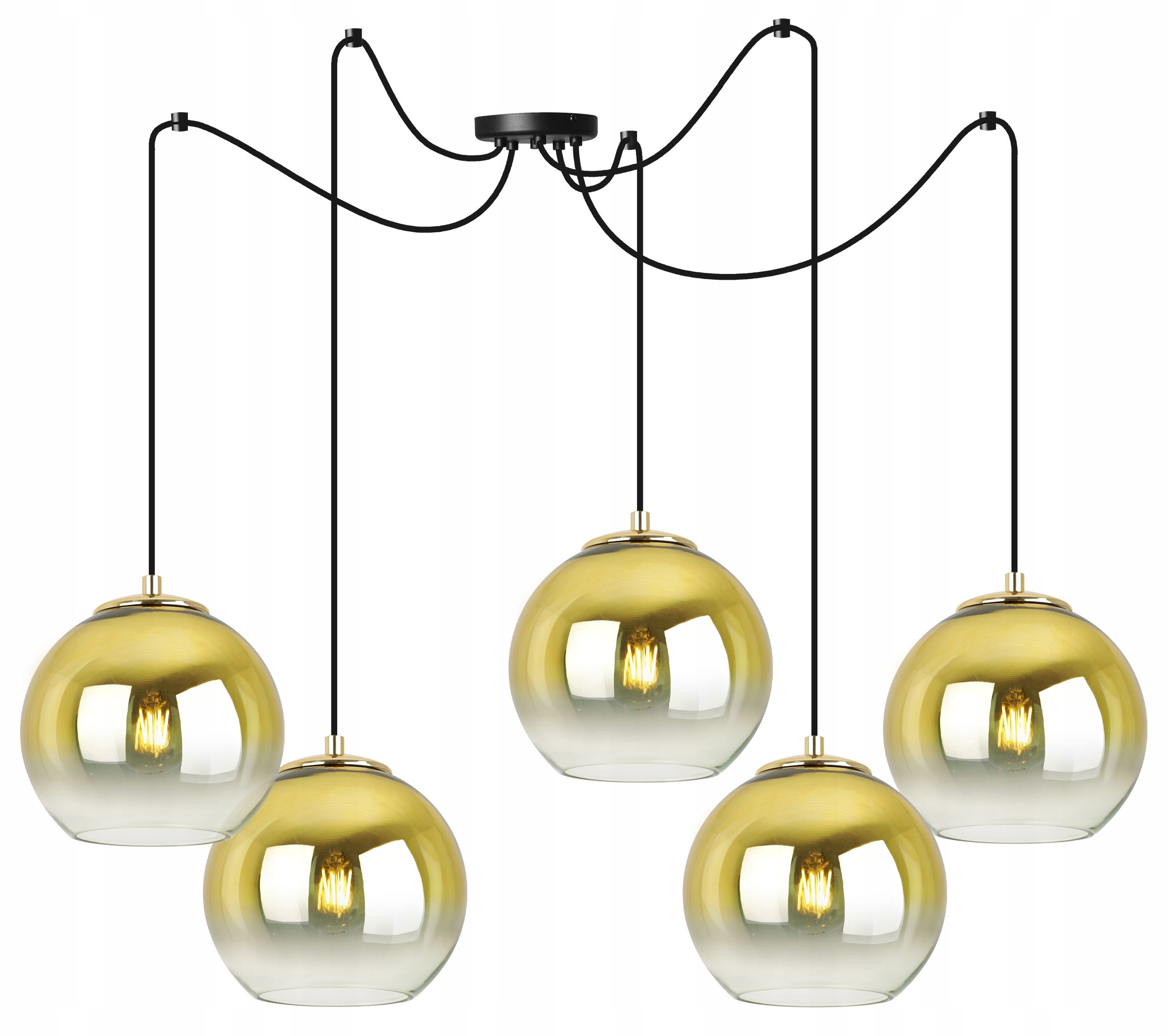 Lampa sufitowa wisząca Light Home LH Spider Bergen Gold 5x E27 60W klosz 15cm złoty